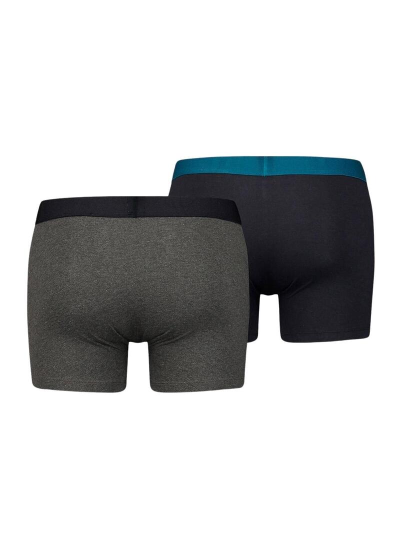 Pack 2 Mutande Levis Solid Boxer Grigio Uomo