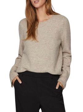 Pullover Vila Vijaney di Knitted Beige per Donna