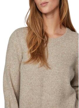 Pullover Vila Vijaney di Knitted Beige per Donna