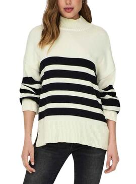 Pullover Only Saga Highcollo Beige per Donna