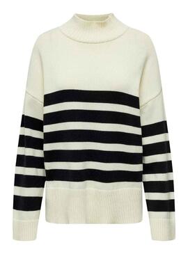 Pullover Only Saga Highcollo Beige per Donna