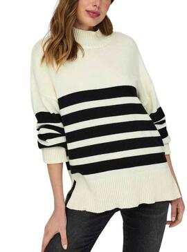 Pullover Only Saga Highcollo Beige per Donna