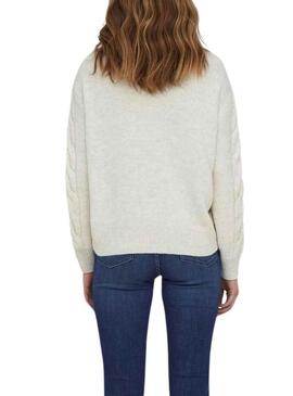 Pullover Only Leise Zip Bianco per Donna