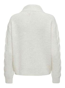 Pullover Only Leise Zip Bianco per Donna