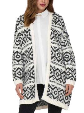 Cardigan Only Carin Life Bianco Nero Donna