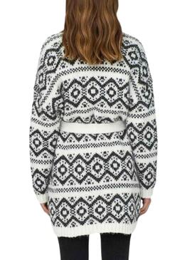 Cardigan Only Carin Life Bianco Nero Donna