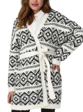 Cardigan Only Carin Life Bianco Nero Donna