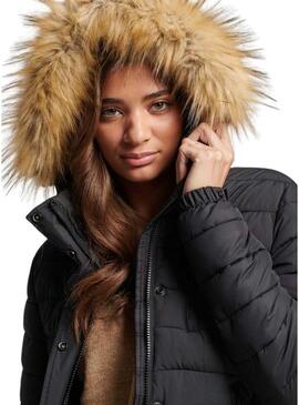 Giacca Superdry Fuji Hooded Longlinea Nero Donna
