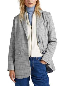 Giacca Pepe Jeans Romy Quadri Grigio per Donna