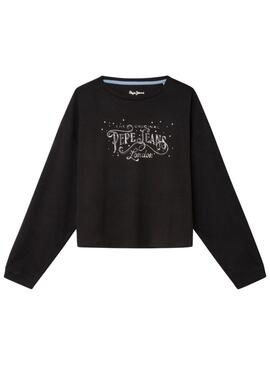 T-Shirt Pepe Jeans Valeska Nero per Bambina