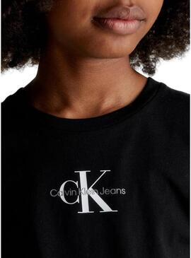 T-Shirt Calvin Klein Micro Monogram Nero Bambina