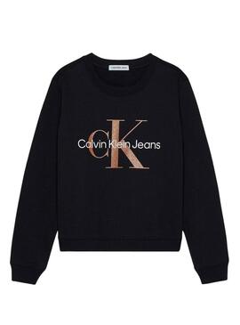 Felpa Calvin Klein Bronzo Monogram Nero Bambina