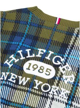 Pullover Tommy Hilfiger Tartan Verde per Bambino