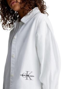 Camicia Calvin Klein Oversized Popeline Bianco Bambina