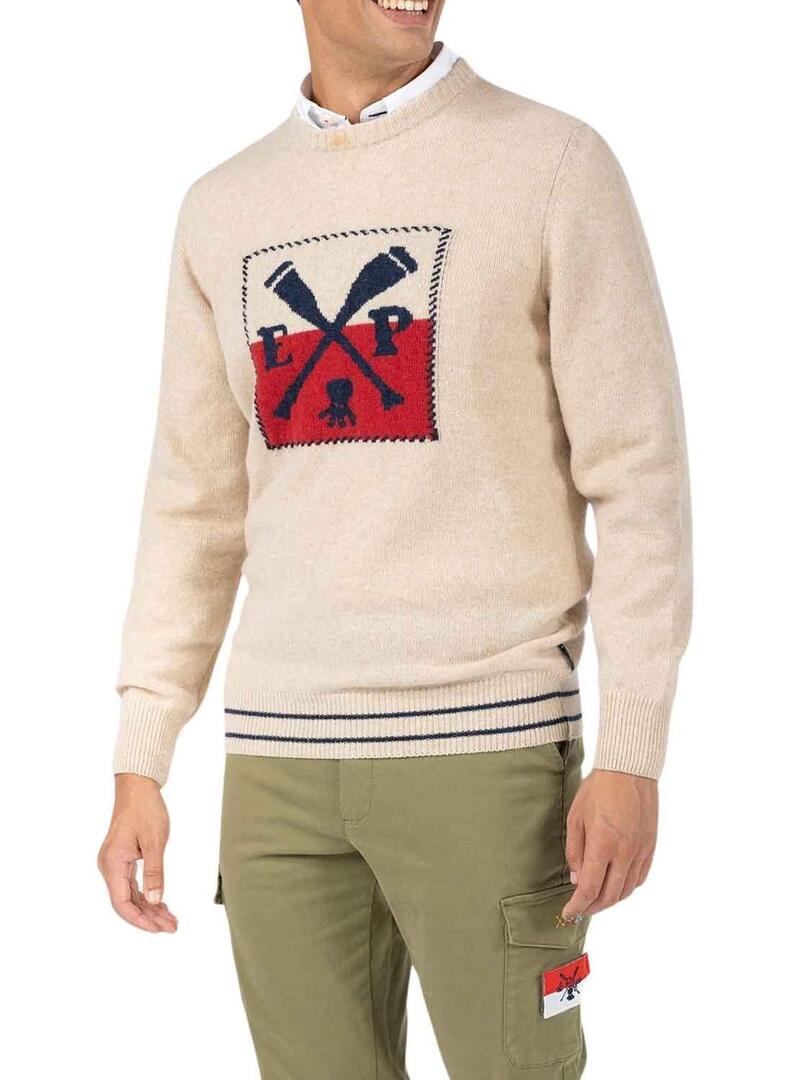 Pullover El Pulpo Prova Beige per Uomo