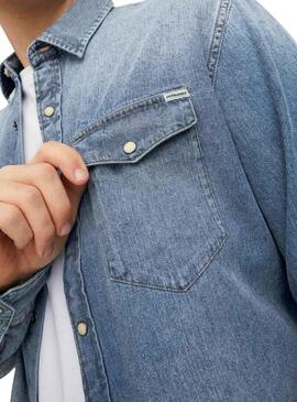 Camicia Denim Jack & Jones Sheridan Blu Uomo