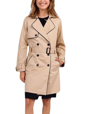Trench Naf Naf Beige per Donna