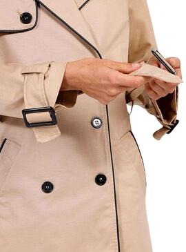 Trench Naf Naf Beige per Donna