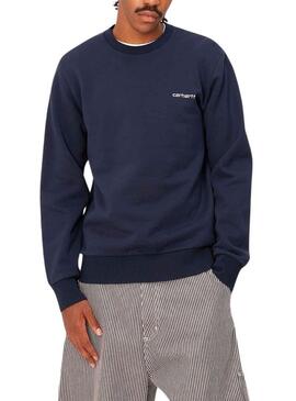 Felpa Carhartt Script Ricamo Blu Navy Uomo