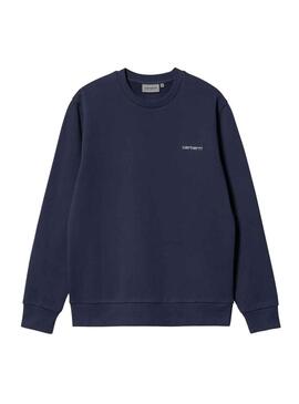 Felpa Carhartt Script Ricamo Blu Navy Uomo