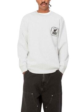 Felpa Timbro Carhartt State Bianco per Uomo