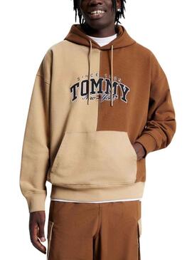 Felpa Tommy Jeans Relaxed Varsity Beige Uomo