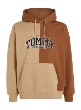 Felpa Tommy Jeans Relaxed Varsity Beige Uomo