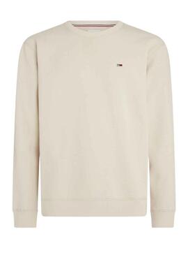 Felpa Tommy Jeans Regular Fleece Beige Uomo