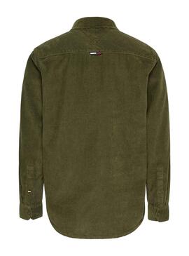 Camicia Tommy Jeans Relaxed Corduroy Verde Uomo