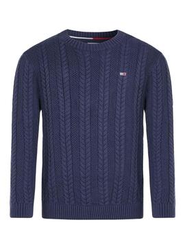 Pullover Tommy Jeans Cavo Reg. Blu Blu Navy Uomo