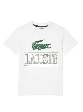 T-Shirt Lacoste Da Knitted Printed Bianco Bambino