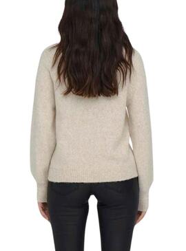 Pullover Only Emma Botones Beige per Donna