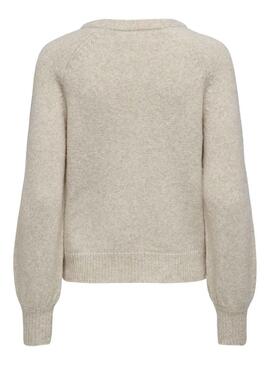 Pullover Only Emma Botones Beige per Donna