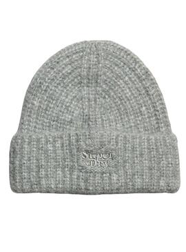 Cappello Superdry Rib Knit Grigio per Donna