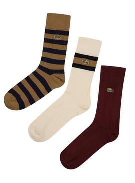 Pack 3 Calzini Lacoste Marrone per Uomo