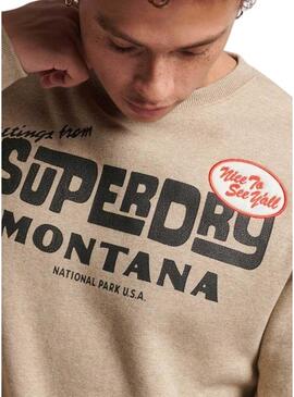 Felpa Superdry Travel Cartolina Marrone Uomo