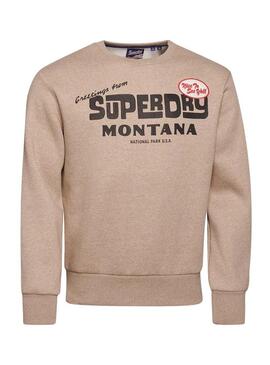 Felpa Superdry Travel Cartolina Marrone Uomo