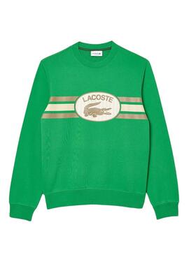 Felpa Lacoste Loose Fit Monogram Verde Uomo