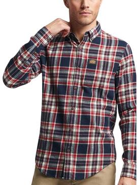 Camicia Superdry in cotone a quadri blu da uomo
