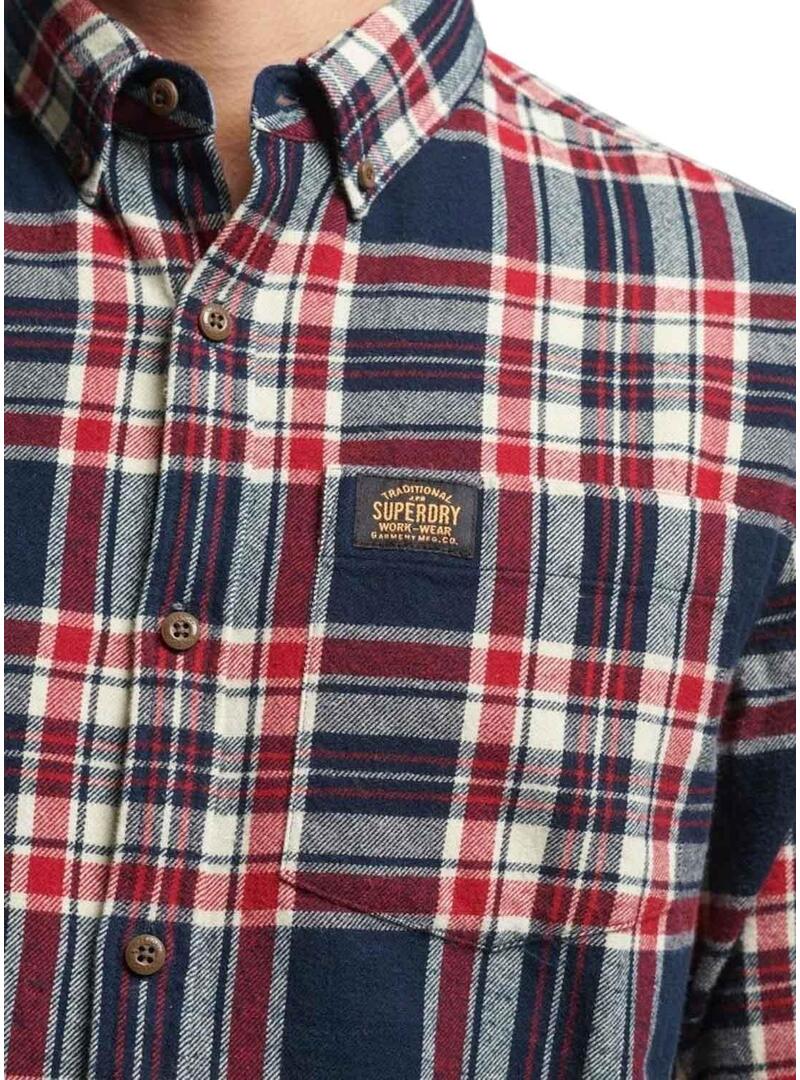 Camicia Superdry Cotton Lumberjack Blu Navy Uomo