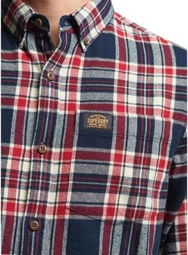 Camicia Superdry in cotone a quadri blu da uomo