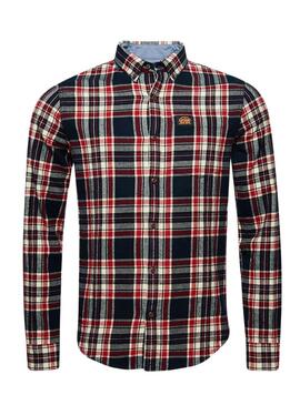 Camicia Superdry in cotone a quadri blu da uomo