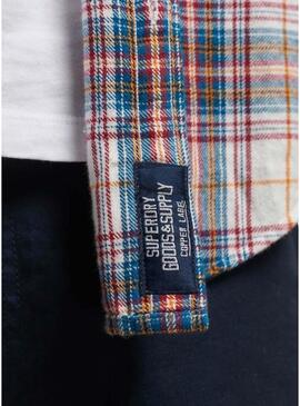 Camicia Superdry in cotone a quadri bianca da uomo