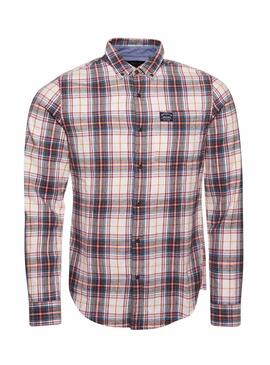 Camicia Superdry in cotone a quadri bianca da uomo