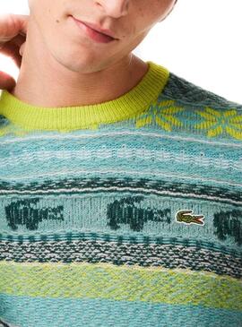 Pullover Lacoste Tricot Blu per Uomo