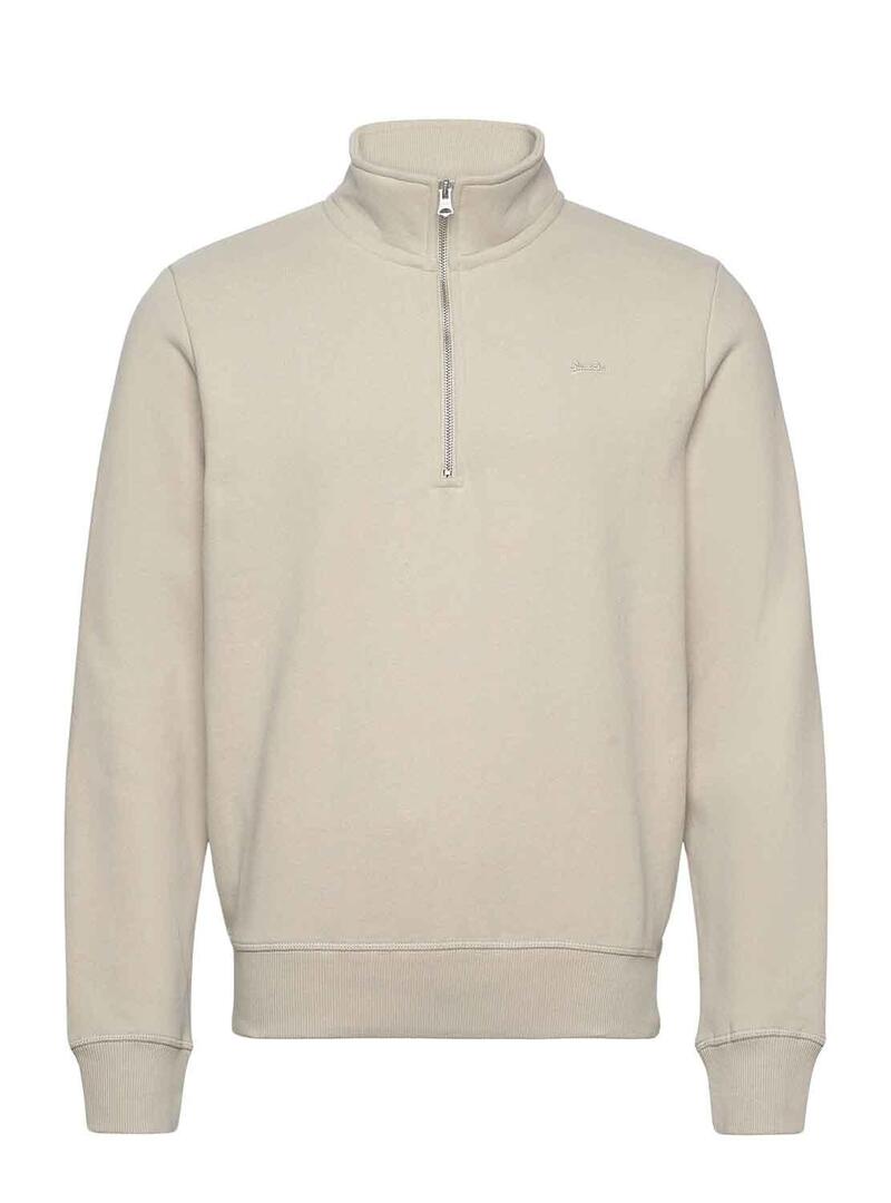 Felpa Superdry Essential Half Zip Beige Uomo