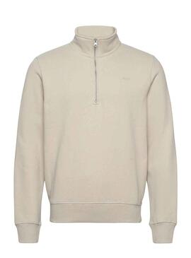 Felpa Superdry Essential Half Zip Beige Uomo