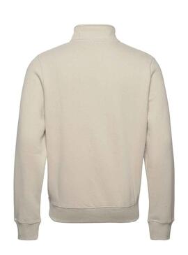 Felpa Superdry Essential Half Zip Beige Uomo