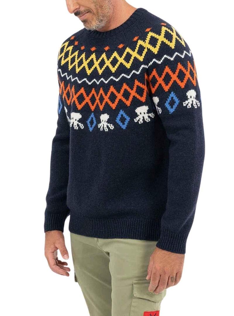 Pullover El Pulpo Alpi Blu Navy per Uomo