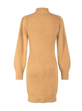 Vestito Naf Naf Knitted Manica Lunga Beige per Donna